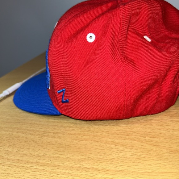 Kansas Jayhawks Zephyr Red Blue Adjustable Wool Blend Hat - Picture 6 of 10
